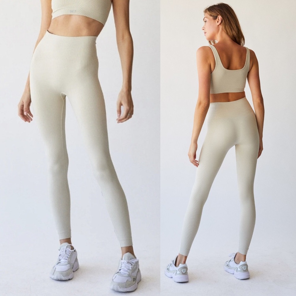 SET ACTIVE SCULPTFLEX Light Tan Sand High-Waisted Leggings XS